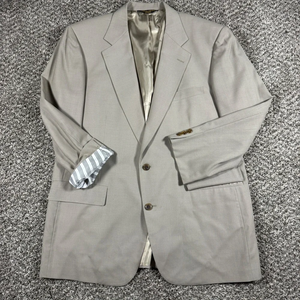 Vintage Brooks Brothers 44R Hand Tailored Blazer Tan Made in USA Sport Coat